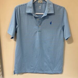 johnnie-O Sky Blue Striped Polo
